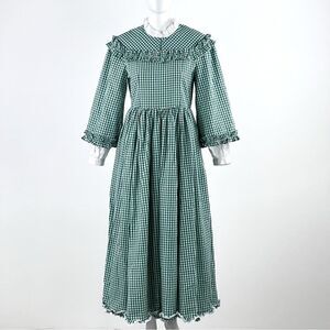 Victorian Choice Dickens Christmas Caroler Costume Civil War Pioneer Plaid Dress